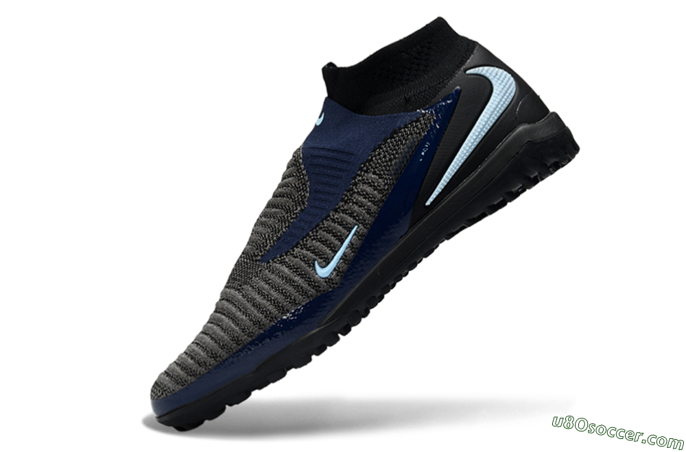 Nike Phantom 6 Elite High TF Artificial Turf Soccer Shoes - Black/Navy Blue/Dark Gray 5