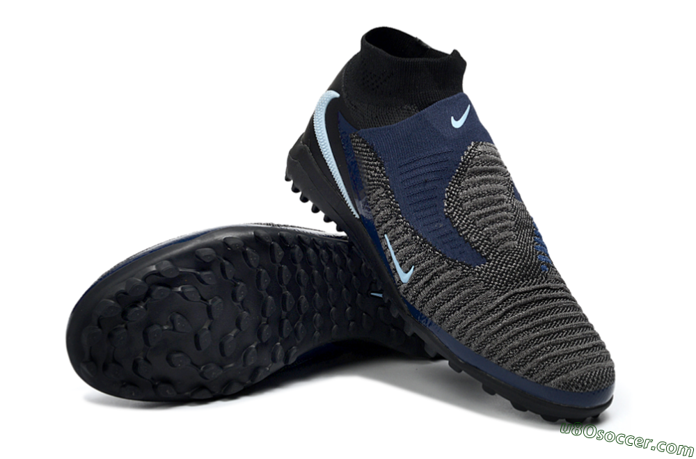 Nike Phantom 6 Elite High TF Artificial Turf Soccer Shoes - Black/Navy Blue/Dark Gray 3