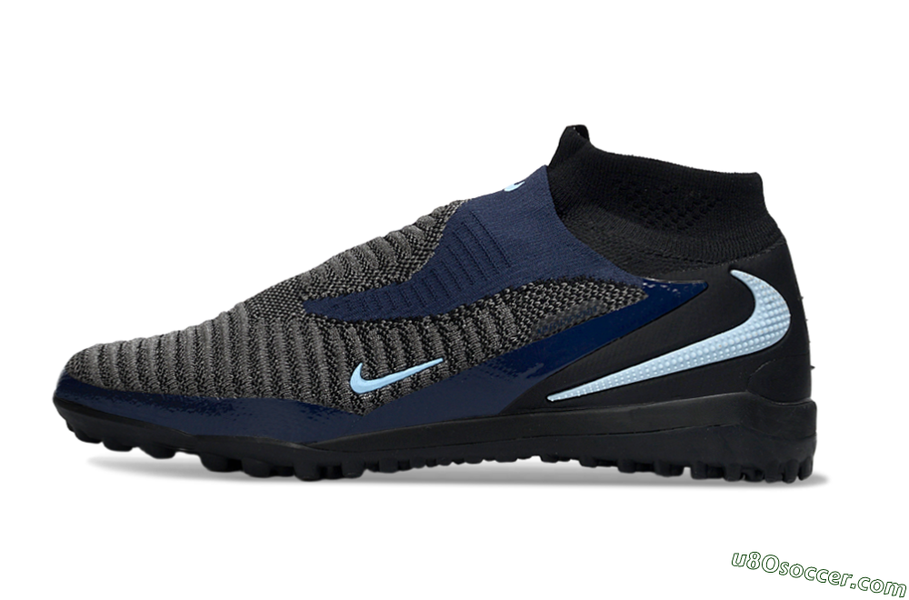 Nike Phantom 6 Elite High TF Artificial Turf Soccer Shoes - Black/Navy Blue/Dark Gray 2