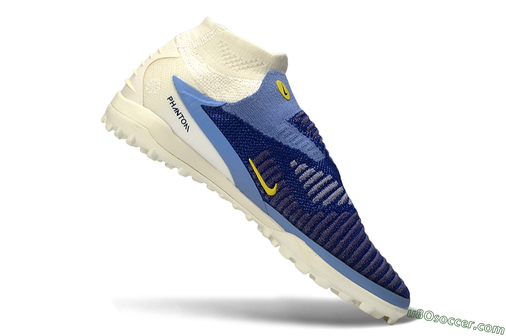 Nike Phantom 6 Elite High TF Artificial Turf Soccer Shoes - Blue/Sky Blue/Dark Navy 4