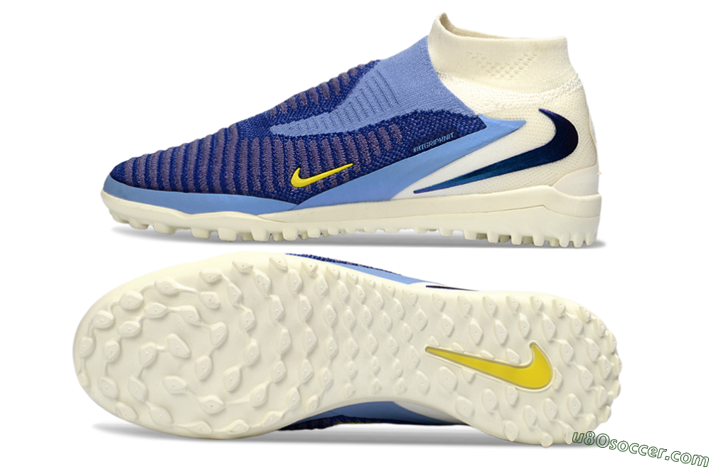 Nike Phantom 6 Elite High TF Artificial Turf Soccer Shoes - Blue/Sky Blue/Dark Navy 0