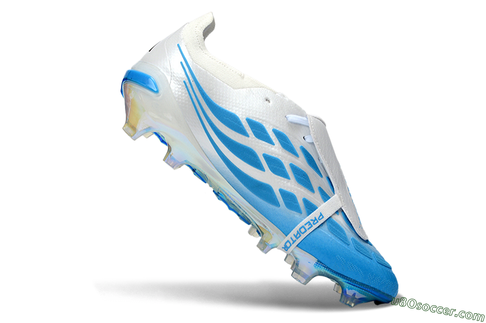 Adidas Predator 26 Elite Fold-Over Tongue FG Firm Ground Soccer Cleats - Blue/Ice Blue/Frost White 4