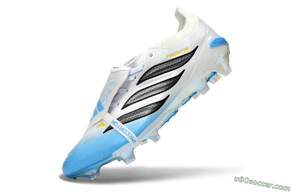 Adidas Predator 26 Elite Fold-Over Tongue FG Firm Ground Soccer Cleats - Blue/Ice Blue/Frost White 5