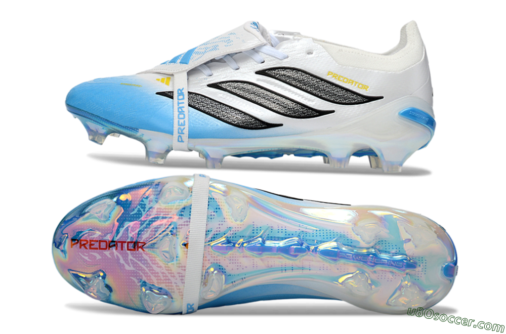 Adidas Predator 26 Elite Fold-Over Tongue FG Firm Ground Soccer Cleats - Blue/Ice Blue/Frost White 0