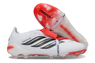 Adidas Predator 26 Elite Fold-Over Tongue FG Firm Ground Soccer Cleats - White/Crimson/Black