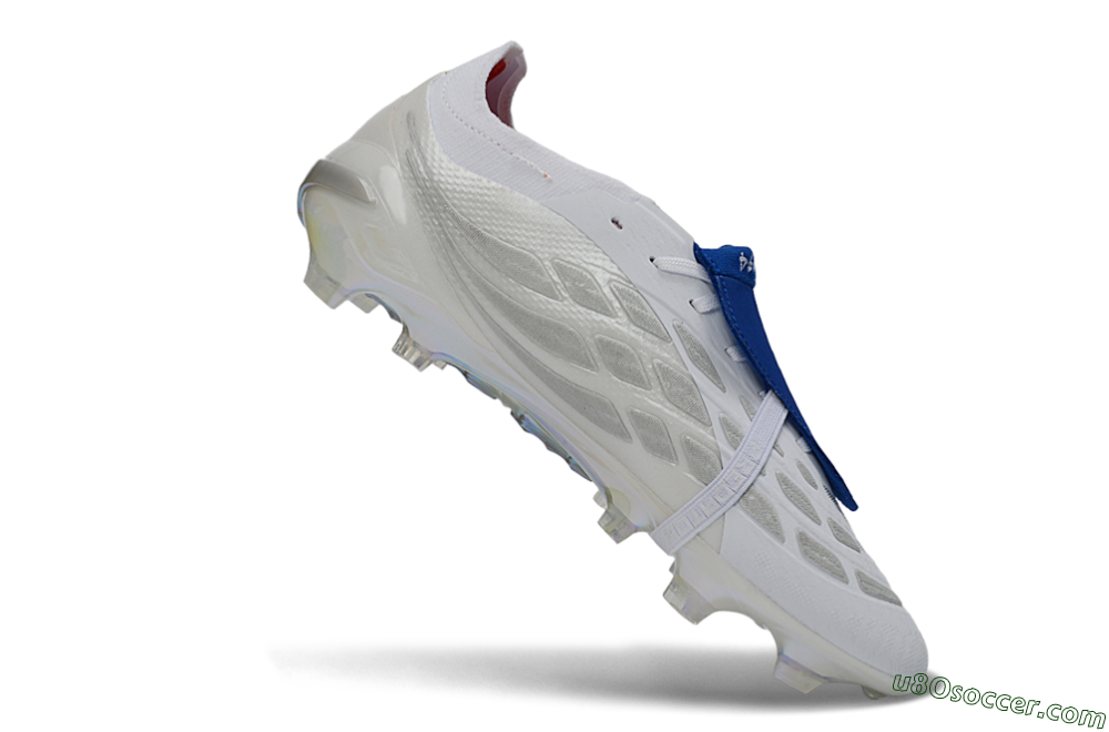 Adidas Predator 26 Elite Fold-Over Tongue FG Firm Ground Soccer Cleats - White/Electric Blue/Black 4