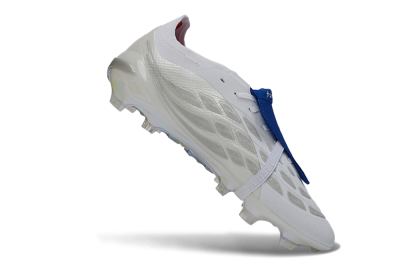 Adidas Predator 26 Elite Fold-Over Tongue FG Firm Ground Soccer Cleats - White/Electric Blue/Black