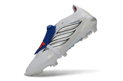 Adidas Predator 26 Elite Fold-Over Tongue FG Firm Ground Soccer Cleats - White/Electric Blue/Black