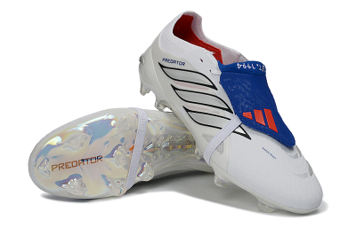 Adidas Predator 26 Elite Fold-Over Tongue FG Firm Ground Soccer Cleats - White/Electric Blue/Black