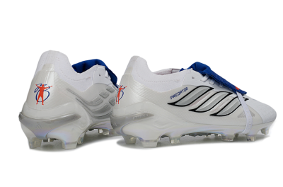Adidas Predator 26 Elite Fold-Over Tongue FG Firm Ground Soccer Cleats - White/Electric Blue/Black