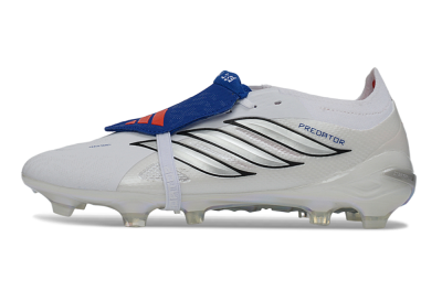 Adidas Predator 26 Elite Fold-Over Tongue FG Firm Ground Soccer Cleats - White/Electric Blue/Black