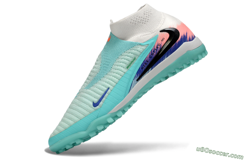 Nike Phantom 6 Elite High TF Artificial Turf Soccer Shoes - Aqua/Coral Splash/Cool Mint 5