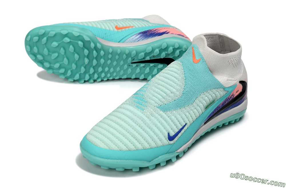 Nike Phantom 6 Elite High TF Artificial Turf Soccer Shoes - Aqua/Coral Splash/Cool Mint 3