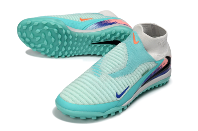 Nike Phantom 6 Elite High TF Artificial Turf Soccer Shoes - Aqua/Coral Splash/Cool Mint