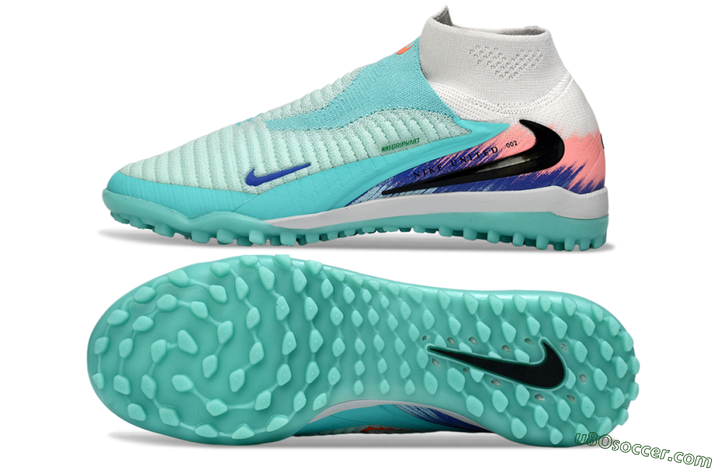 Nike Phantom 6 Elite High TF Artificial Turf Soccer Shoes - Aqua/Coral Splash/Cool Mint 0
