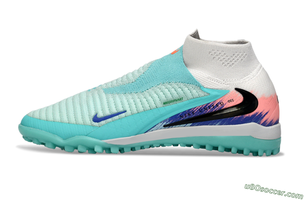 Nike Phantom 6 Elite High TF Artificial Turf Soccer Shoes - Aqua/Coral Splash/Cool Mint 2