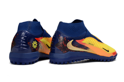 Nike Phantom 6 Elite High TF Artificial Turf Soccer Shoes - Yellow/Navy Blue/Flame Orange
