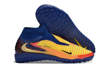 Nike Phantom 6 Elite High TF Artificial Turf Soccer Shoes - Yellow/Navy Blue/Flame Orange