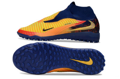 Nike Phantom 6 Elite High TF Artificial Turf Soccer Shoes - Yellow/Navy Blue/Flame Orange