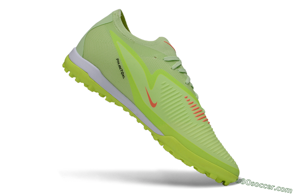 Nike Phantom 6 Elite Low TF Artificial Turf Soccer Shoes - Green/Lime Glow/Neon Orange 4