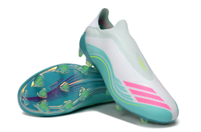 Messi x Adidas F50 Elite Laceless FG Firm Ground Soccer Cleats - Aqua/Neon Green/Fuchsia