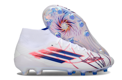 Adidas F50 Elite Mid FG Firm Ground Soccer Cleats - White/Crimson Red/Deep Blue