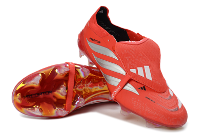 Adidas Predator 26 Elite Fold-Over Tongue FG Firm Ground Soccer Cleats - Red/Fiery Crimson/Metallic Silver
