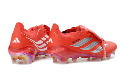 Adidas Predator 26 Elite Fold-Over Tongue FG Firm Ground Soccer Cleats - Red/Fiery Crimson/Metallic Silver