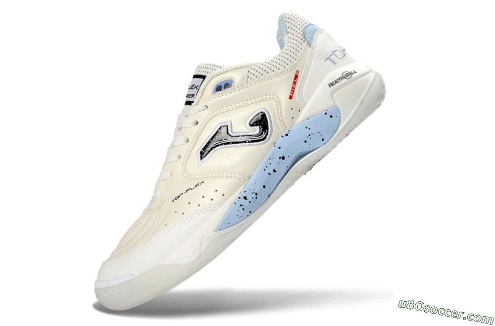 Joma Top Flex IC Indoor & Futsal Soccer Shoes - White/Sky Blue/Black 5
