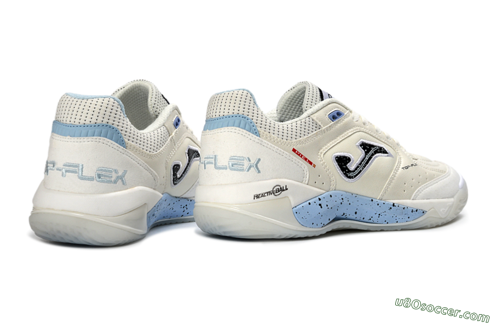 Joma Top Flex IC Indoor & Futsal Soccer Shoes - White/Sky Blue/Black 6