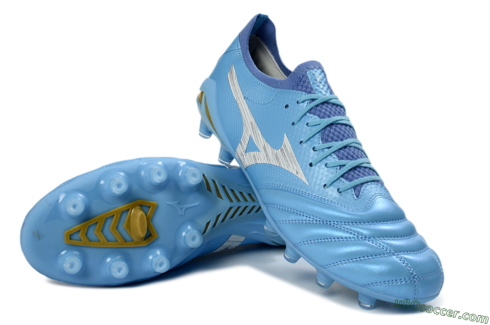 Mizuno Morelia Neo 4 FG Firm Ground Soccer Cleats - Blue/Sky Blue/Sunny Yellow 3