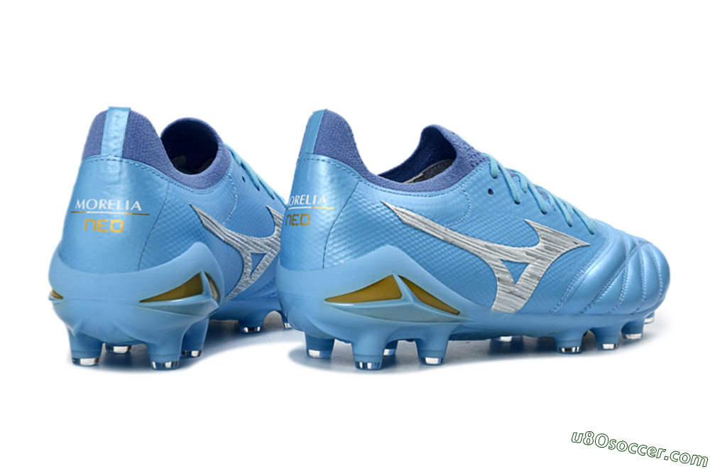 Mizuno Morelia Neo 4 FG Firm Ground Soccer Cleats - Blue/Sky Blue/Sunny Yellow 6