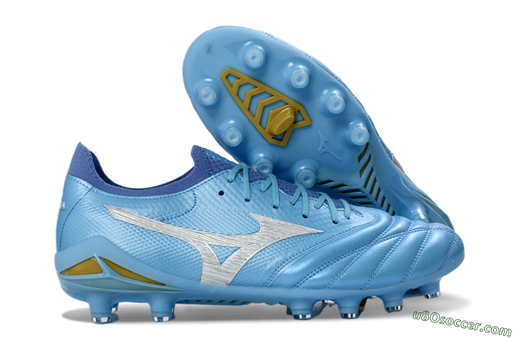 Mizuno Morelia Neo 4 FG Firm Ground Soccer Cleats - Blue/Sky Blue/Sunny Yellow 1