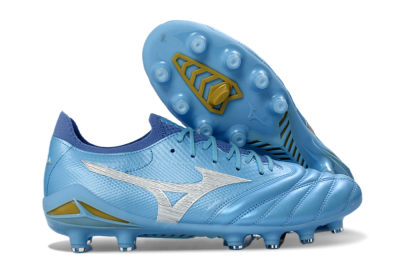Mizuno Morelia Neo 4 FG Firm Ground Soccer Cleats - Blue/Sky Blue/Sunny Yellow