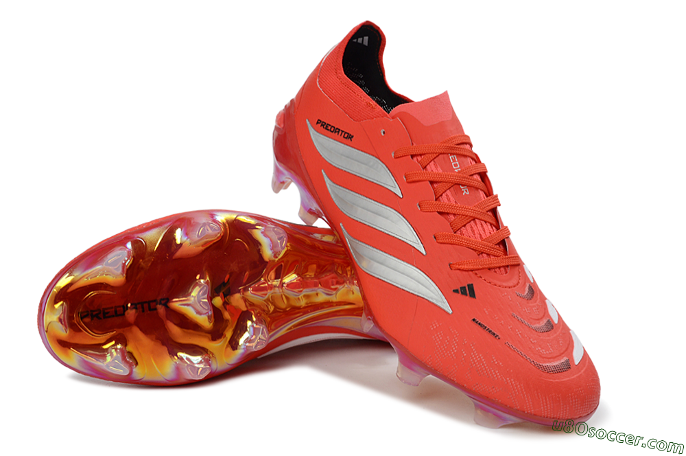 Adidas Predator 26 Elite FG Firm Ground Soccer Cleats - Red/Bright Flame/Fiery Orange 3