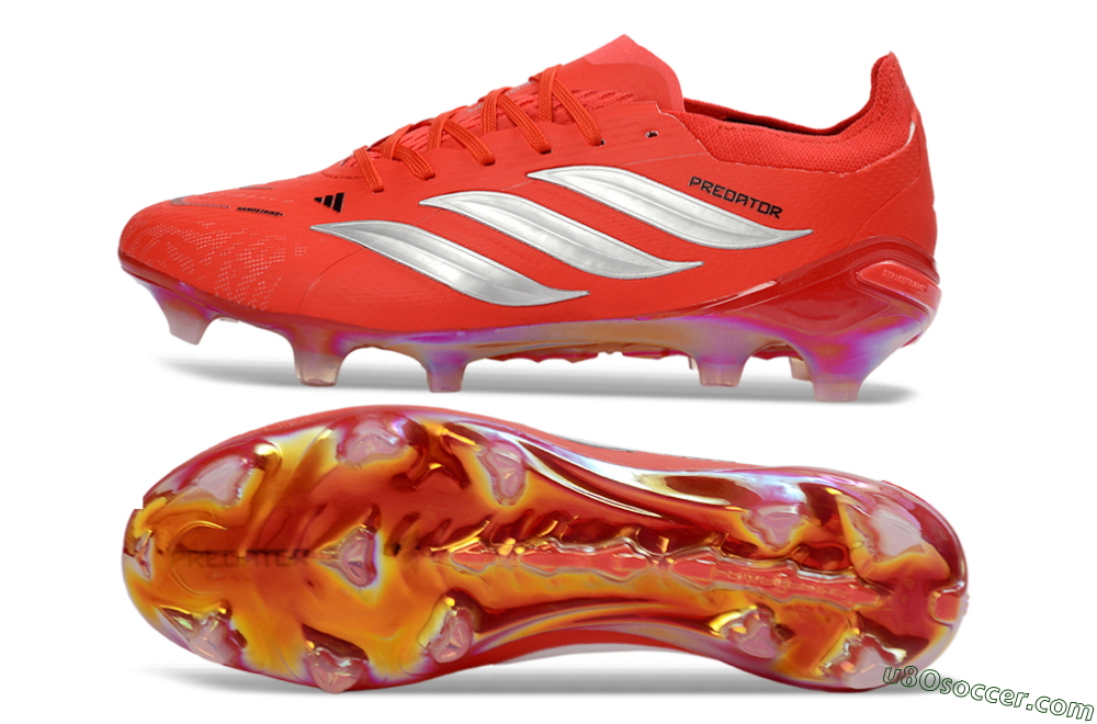 Adidas Predator 26 Elite FG Firm Ground Soccer Cleats - Red/Bright Flame/Fiery Orange 0