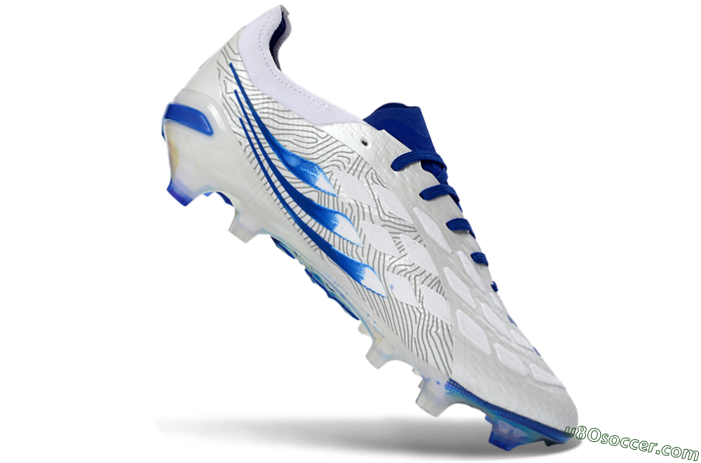 Adidas Predator 26 Elite FG Firm Ground Soccer Cleats - White/Blue Burst/Iridescent Shine 4