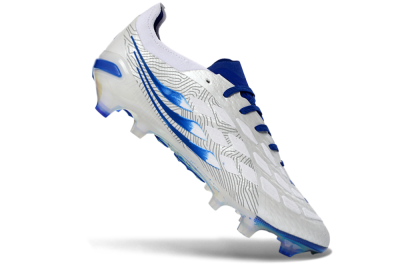 Adidas Predator 26 Elite FG Firm Ground Soccer Cleats - White/Blue Burst/Iridescent Shine