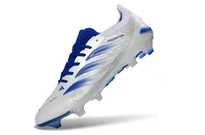 Adidas Predator 26 Elite FG Firm Ground Soccer Cleats - White/Blue Burst/Iridescent Shine