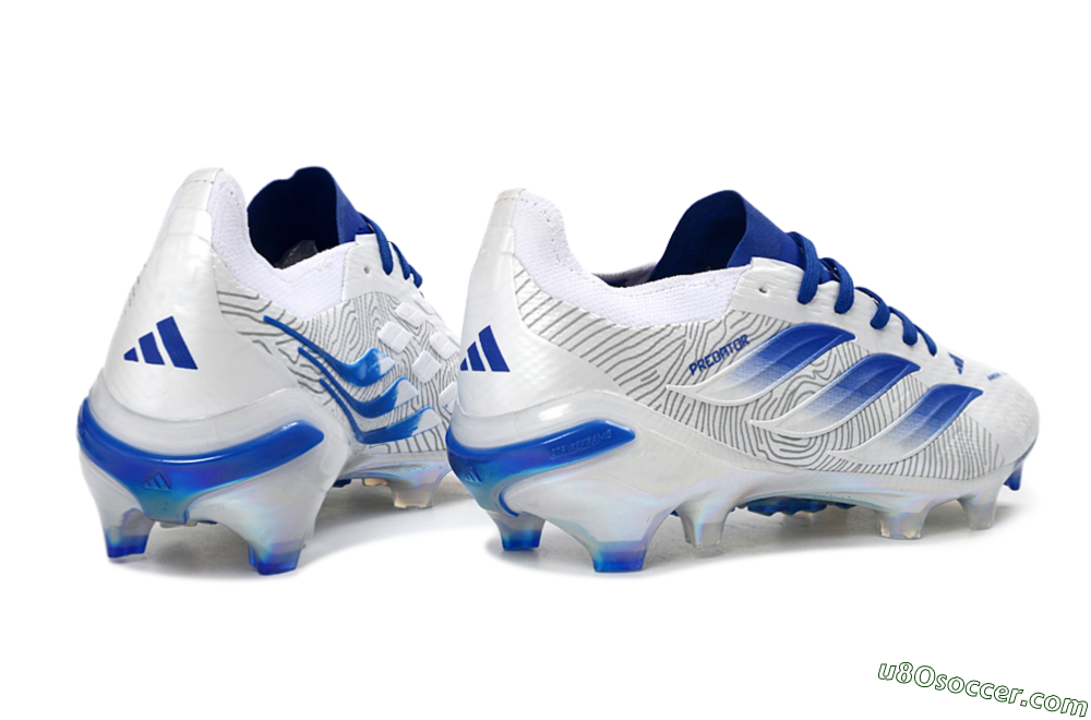 Adidas Predator 26 Elite FG Firm Ground Soccer Cleats - White/Blue Burst/Iridescent Shine 6