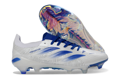 Adidas Predator 26 Elite FG Firm Ground Soccer Cleats - White/Blue Burst/Iridescent Shine