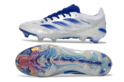 Adidas Predator 26 Elite FG Firm Ground Soccer Cleats - White/Blue Burst/Iridescent Shine