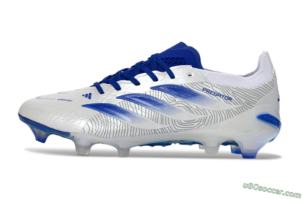 Adidas Predator 26 Elite FG Firm Ground Soccer Cleats - White/Blue Burst/Iridescent Shine 2