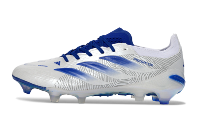 Adidas Predator 26 Elite FG Firm Ground Soccer Cleats - White/Blue Burst/Iridescent Shine
