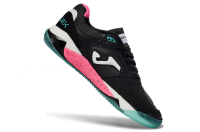 Joma Top Flex IC Indoor & Futsal Soccer Shoes - Black/Electric Pink/Turquoise Blue