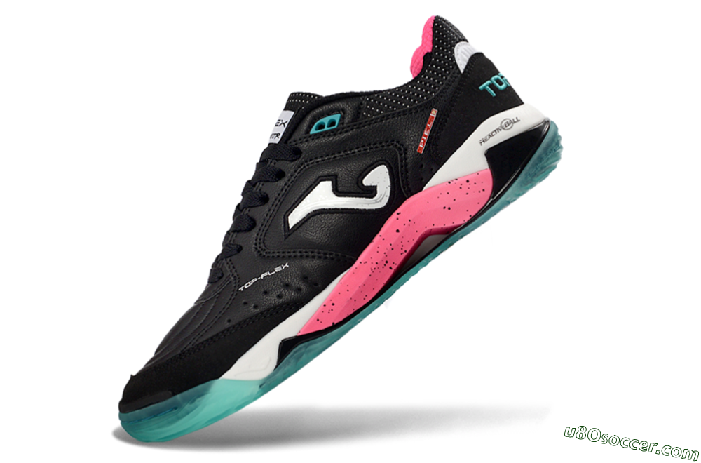 Joma Top Flex IC Indoor & Futsal Soccer Shoes - Black/Electric Pink/Turquoise Blue 5