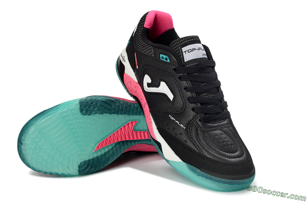 Joma Top Flex IC Indoor & Futsal Soccer Shoes - Black/Electric Pink/Turquoise Blue 3
