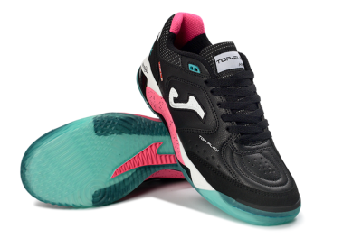 Joma Top Flex IC Indoor & Futsal Soccer Shoes - Black/Electric Pink/Turquoise Blue