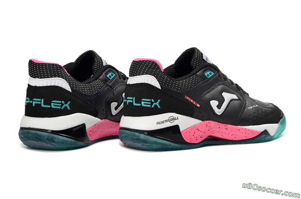 Joma Top Flex IC Indoor & Futsal Soccer Shoes - Black/Electric Pink/Turquoise Blue 6