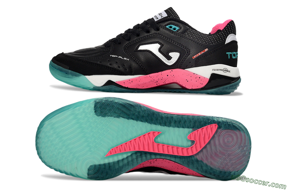 Joma Top Flex IC Indoor & Futsal Soccer Shoes - Black/Electric Pink/Turquoise Blue 0